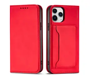 Hurtel Magnet Card peněženka Apple iPhone 12 Pro Max červená / Pouzdro / Magnetické / Kapsa na kartu