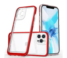 Hurtel Clear 3in1 Case červená / Ochranný kryt / Gelový rámeček / iPhone 12 Pro Max