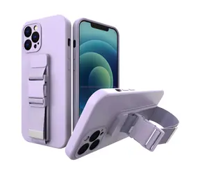 Hurtel Rope pouzdro s řetízkem pro Apple iPhone 12 Pro Max fialová / Pouzdro / TPU gel / řetízkové poutko na krk