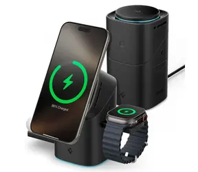 Spigen Essential EF223MS černá / Bezdrátová nabíječka / 3v1 / Qi2