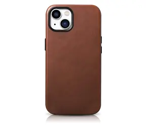 iCarer Oil Wax Premium hnědá / Pouzdro / Kožené / MagSafe / Apple iPhone 14 Plus