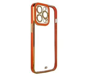 Hurtel Fashion Case červená / Kryt / Apple iPhone 12 / Zlatý rámeček