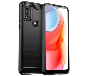 Hurtel Carbon Case černá / Silikonový kryt / Karbonový vzhled / Motorola Moto G Play (2022)