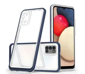 Hurtel Clear 3in1 Case modrá / Kryt / Samsung Galaxy A03s / Průhledný / Silikonový rámeček
