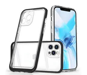 Hurtel Clear 3in1 gelové pouzdro pro Apple iPhone 12 Pro Max černá / Pouzdro / Silikonové / Průhledné s rámečkem