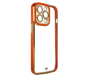 Hurtel Fashion Case iPhone 12 Pro Max červená, zlatý rámeček / Silikonové pouzdro / Gelové