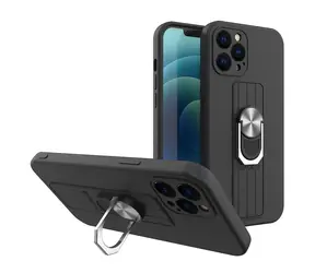 Hurtel Ring Case černá / Silikonový kryt s držákem na prst a stojánkem / Xiaomi Redmi 10