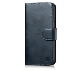 iCarer Oil Wax Wallet 2v1 modrá / Pouzdro / Kožené flip / Peněženka / Anti-RFID / Apple iPhone 14 Plus