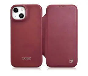 iCarer CE Premium MagSafe červená / Pouzdro / Kožené flip / Apple iPhone 14 Plus