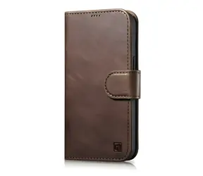 iCarer Oil Wax Wallet hnědá / Pouzdro / Kožené flip / Anti-RFID / Apple iPhone 14 Plus