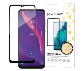 Wozinsky Tvrzené sklo pro TCL 306 černé / Ochranné sklo / Full Glue / Case Friendly