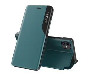 Hurtel Eco Leather View Case zelená / Flipové pouzdro se stojánkem / Apple iPhone 13 Pro Max