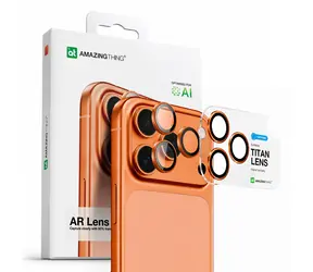 AmazingThing AR Sapphire oranžový rámeček / Ochranné sklo fotoaparátu / Apple iPhone 17 Pro / 17 Pro Max