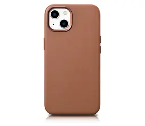 iCarer Leather Cover hnědá / Pouzdro / Kožené / MagSafe / Apple iPhone 14 Plus
