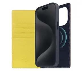 SLG Design D8 Neon Full Grain Leather Diary Lemon / Peněženkové pouzdro / Apple iPhone 15 Pro