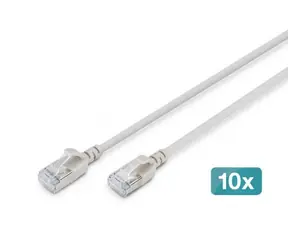 Digitus šedá / Patch kabel / CAT 6A F/FTP Slim / 1,5 m / 10 Gbit/s / PoE+ / 10 ks