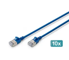 Digitus CAT 6A F/FTP Slim modrá / Patch kabel / 5 m / AWG 32/7 / 10 Gbit/s / PoE+ / 10 ks
