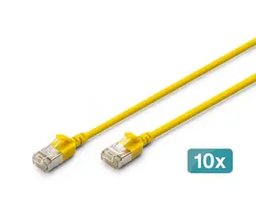 Digitus CAT 6A F/FTP Slim žlutý / Patch kabel / RJ45 / 0,3 m / 10 Gbit/s / 10 ks