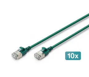 Digitus CAT 6A F/FTP Slim zelený / Patch kabel / 5 m / 10 ks / 10 Gbit/s / PoE+