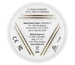 Shelly Flood S Gen4 bílá / Senzor zaplavení / WiFi / Bluetooth / ZigBee / Matter