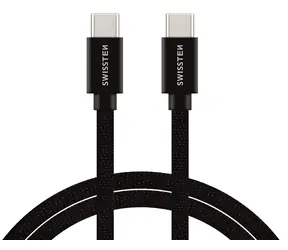 Swissten Textile černá / Datový kabel / USB-C na USB-C / 3 m