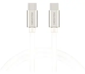 Swissten Textile stříbrná / Datový kabel / USB-C na USB-C / 3 m