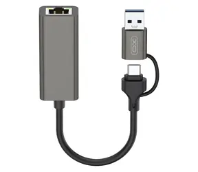Ugreen HUB018 hub USB-C 2v1 šedá / USB hub / USB-C / RJ45 Ethernet