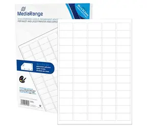 MediaRange Etikety 38,1x21,2mm bílé / Etikety / A4 / permanentní lepení / matný povrch / Laser/Inkjet / 3250 ks