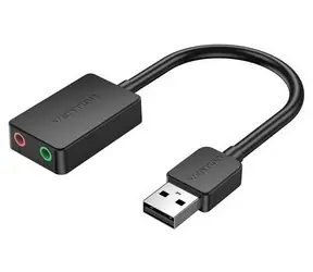 Vention externí zvuková karta USB 2.0 15 cm / Externí zvuková karta / USB 2.0 / TRS 3,5 mm