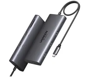 Ugreen CM639 / USB hub / 2x HDMI / RJ45 / 3x USB-A 3.0 / USB-C PD / SD/TF/microSD / 10 portů