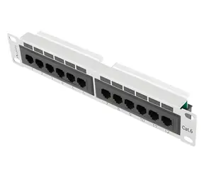 Lanberg Patch panel 10" šedý / Patch panel / 12 portů / 1U / Cat.6 UTP