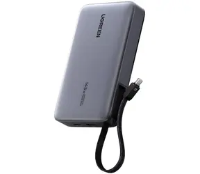 UGREEN PB551 šedá / Powerbanka / 20 000 mAh / 145 W / 2x USB-C + USB-A / Displej