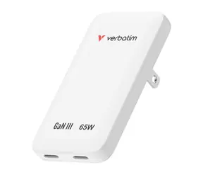 Verbatim Slim GaN Charger bílá / Cestovní nabíječka / GaN / 65 W / 2x USB-C / PD