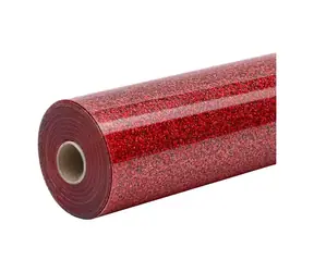 HTVRONT fólie pro termotransfer s glitry červená / Fólie pro termotransfer / 30,5 × 90 cm / Glitter