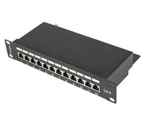 Lanberg PPF6-9012-B černá / Patch panel / 12 portů RJ-45 / STP / Cat 6 / 10"
