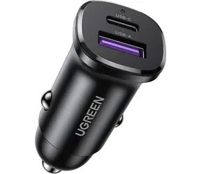 Ugreen EC305 černá / Nabíječka do auta / 1x USB-A / 1x USB-C / 12-24 V