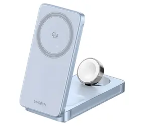Ugreen W757 MagFlow šedá / Bezdrátová nabíječka / 3v1 / Qi2 25W / MagSafe