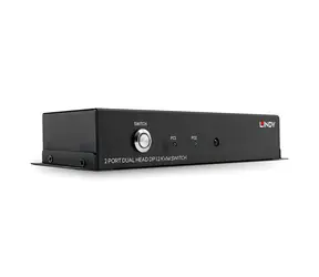 Lindy 2 Port Dual Head DisplayPort 1.2 černá / KVM přepínač / 4K UHD / USB / kovové tělo / 2 PC