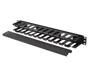 Lanberg 19" organizér kabelů černý / Organizér kabelů / plast / 1U / typ A