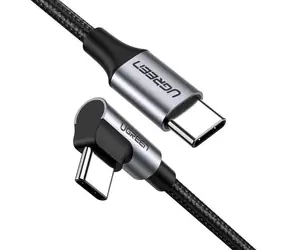 Ugreen nabíjecí kabel USB-C - USB-C úhlový černá / Nabíjecí kabel / PD, QC 3.0 / 60W / 3A / 1m