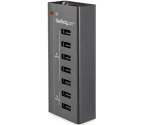 StarTech USB Hub 7 portů černá / USB hub / 7x USB 2.0 / napájecí adaptér / hliníkové tělo