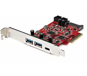 StarTech PCIe karta 5x USB 10Gbps červená / Řadič USB / PCIe / USB 3.2 Gen 2 / 2x USB-A + 1x USB-C