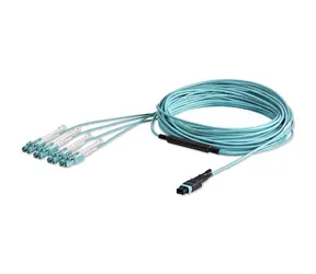 StarTech MTP/LC OM3 10 m / Optický patch kabel / Breakout / 8x LC / 40G / modrá