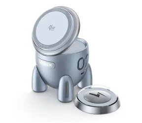 Ugreen 65300 MagFlow Raketa stříbrná / Bezdrátová nabíječka / 2v1 / 25W / MagSafe / Qi2.2