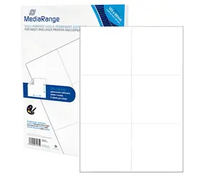 MediaRange Etikety 105x99mm bílé / Etikety / A4 / permanentní lepení / matný povrch / Laser/Inkjet / 300 ks