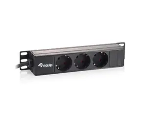 Equip 10" černá zásuvková lišta / PDU / 1U / SCHUKO - 3x CEE 7/5 / 16 A / 3500 W