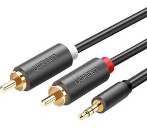 UGREEN Kabel Jack 3,5mm - 2x RCA (Cinch) černá / Audio kabel / Jack 3,5mm - 2x RCA / 1 m