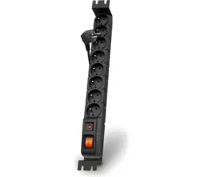 19" Acar S8 FA RACK černá / Napájecí panel / 8x zásuvka 230V / přepěťová ochrana 10A / kabel 5m