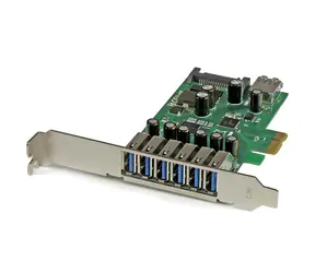 StarTech PCIe karta USB 3.0 7 portů zelená / Řadič USB / PCI Express / USB-A / čipset Renesas/NEC µPD720201