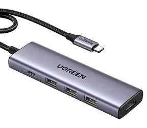 Ugreen CM511 šedá / USB Hub / HDMI 4K60Hz / 2x USB-A 3.2 / 2x USB-C 3.2 / PD 100W